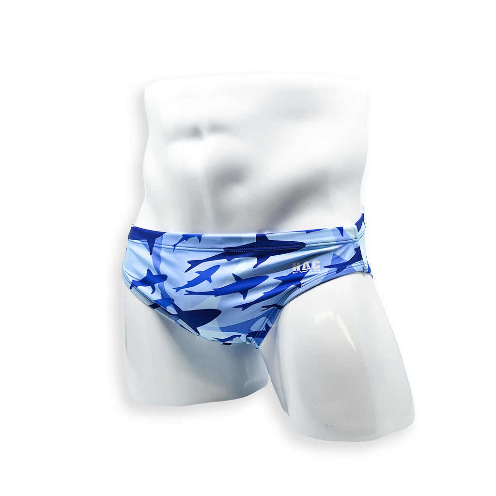 2 Inch Flat Front Swim Brief - Blue Shark