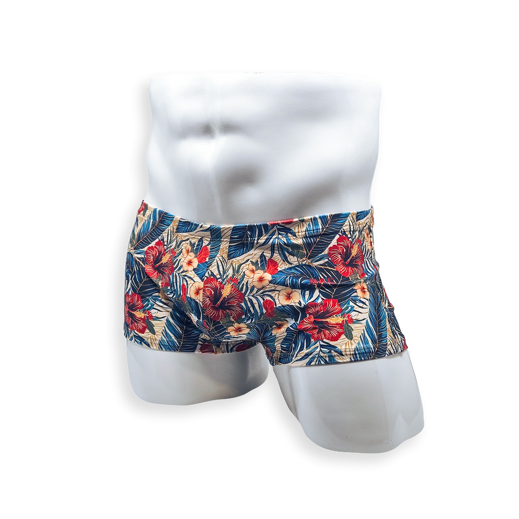 Box Cut Swim Trunk - Hibiscus