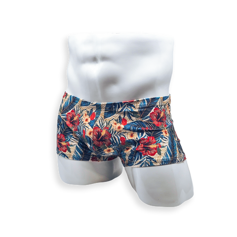 Box Cut Swim Trunk - Hibiscus
