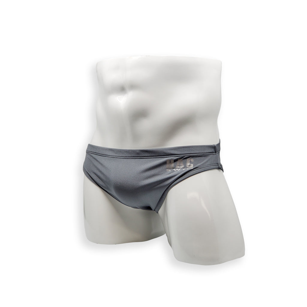 Mens Swimsuit 2 Inch Side Swim Brief in Asphalt Grey for Swimming Aesthetic Bodybuilding Posing or Mens Pole Dance