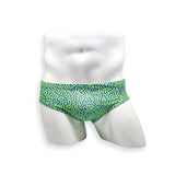 Mens Swimsuit Basic Swim Brief in Green Tahquitz Canyon Print for Swimming Aesthetic Bodybuilding Posing or Mens Pole Dance