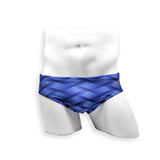 Mens Swimsuit Basic Swim Brief in Blue Wobbly Wave Print for Swimming Aesthetic Bodybuilding Posing or Mens Pole Dance