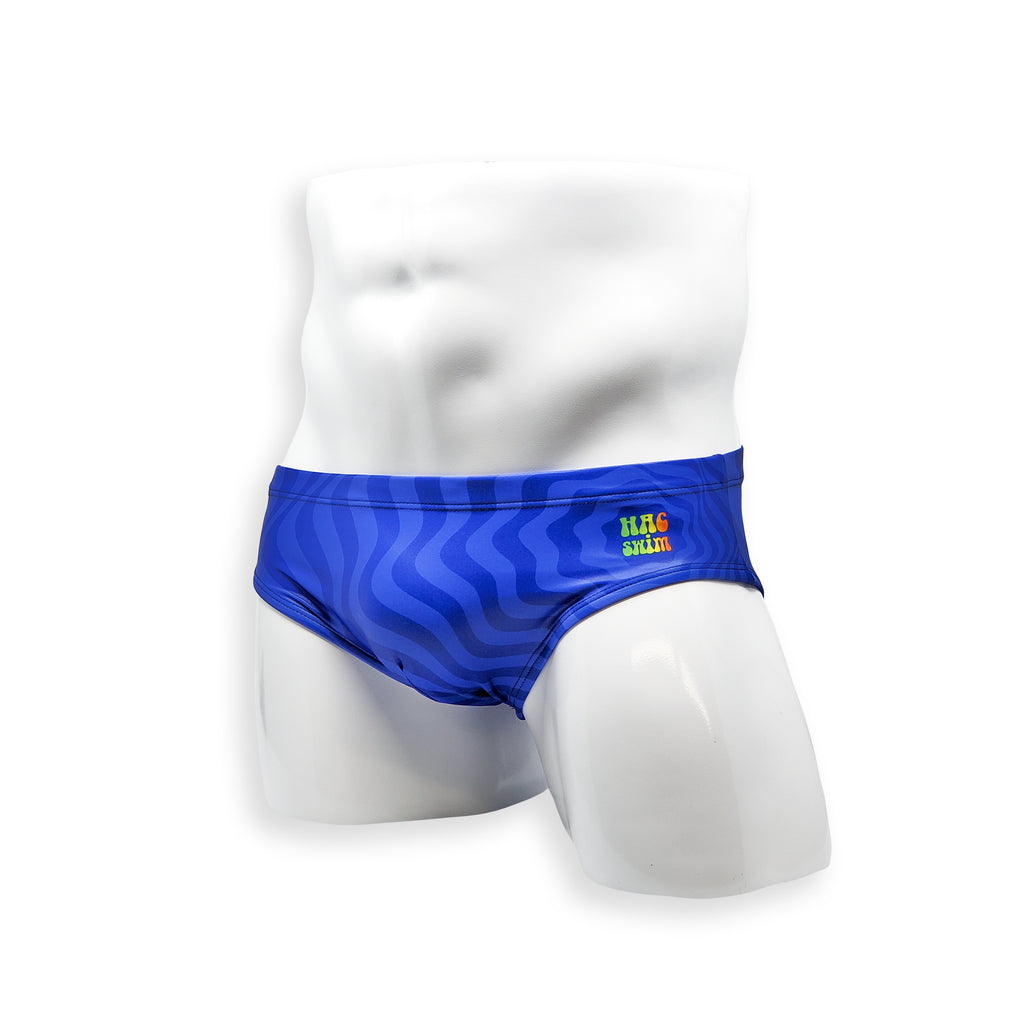 Mens Swimsuit Basic Swim Brief in Blue Wonder Print for Swimming Aesthetic Bodybuilding Posing or Mens Pole Dance