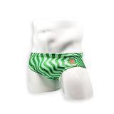 Mens Swimsuit Basic Swim Brief in Green Wonder Print for Swimming Aesthetic Bodybuilding Posing or Mens Pole Dance