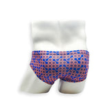 Mens Swimsuit Basic Swim Brief in Orange Sunmor Print for Swimming Aesthetic Bodybuilding Posing or Mens Pole Dance