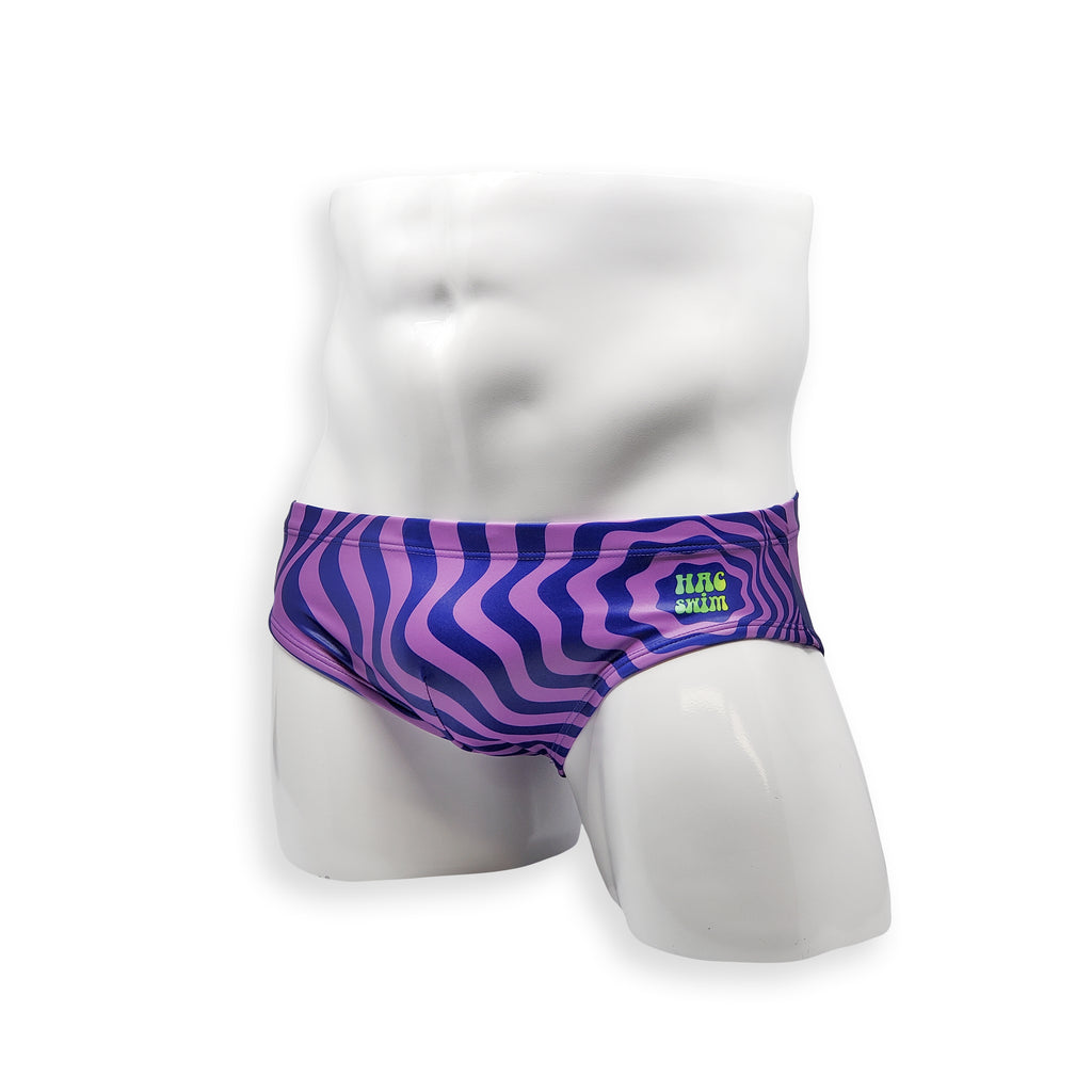 Mens Swimsuit Basic Swim Brief in Purple Wonder Print for Swimming Aesthetic Bodybuilding Posing or Mens Pole Dance