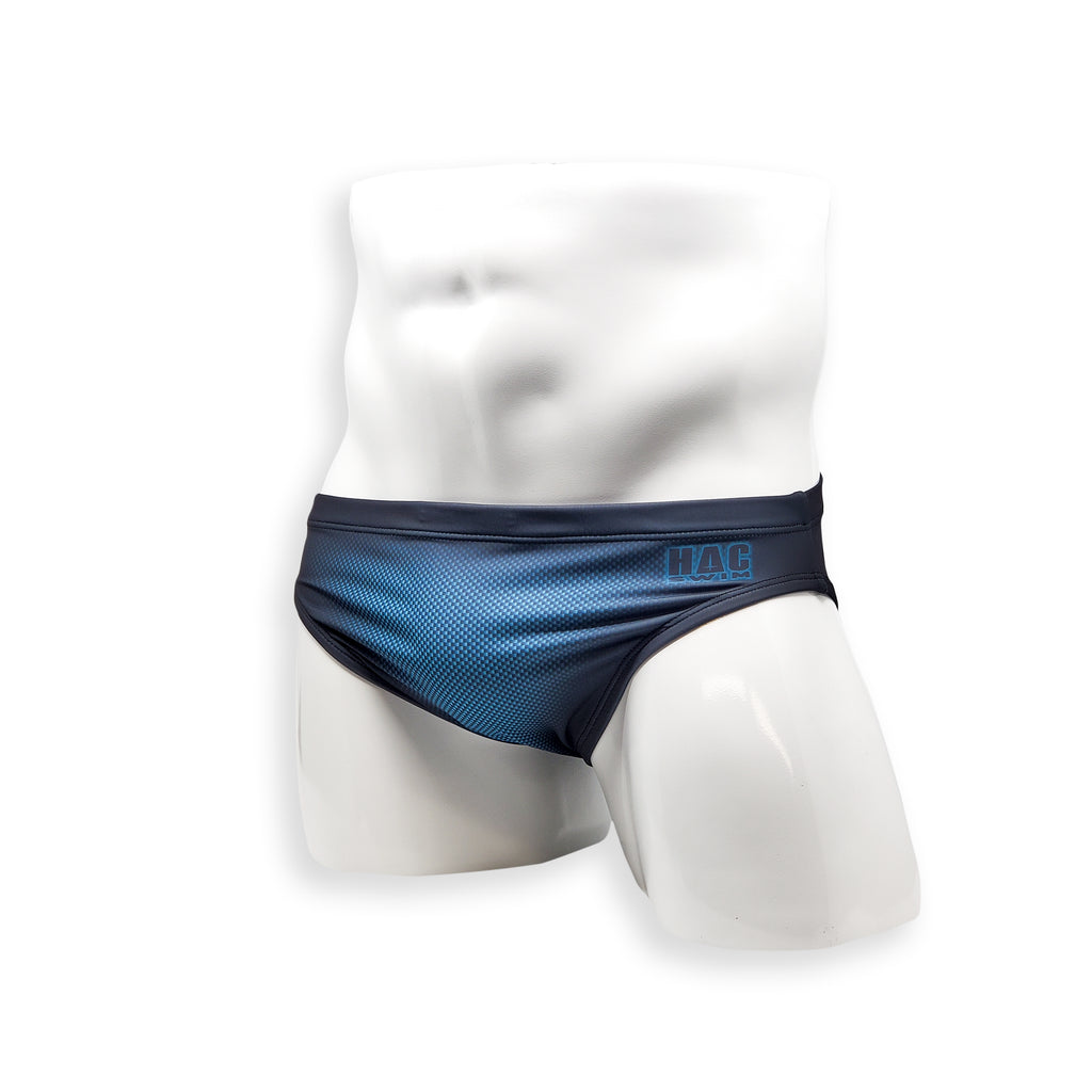 Mens Swimsuit 2 Inch Side Swim Brief in Blue Ballistic Print for Swimming Aesthetic Bodybuilding Posing or Mens Pole Dance