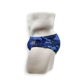 Mens Swimsuit Basic Swim Brief in Blue Dino Camo Print for Swimming Aesthetic Bodybuilding Posing or Mens Pole Dance