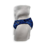 HAC Swim Mens Swimsuit 2 Inch Side Swim Brief in Blue Dino Camo Print for Swimming Aesthetic Bodybuilding Posing or Mens Pole Dance