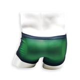 Mens Swimsuit Box Cut Swim Trunk in Green Ballistic Print for Swimming Aesthetic Bodybuilding Posing or Mens Pole Dance
