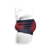 Mens Swimsuit Box Cut Swim Trunk in Red Ballistic Print for Swimming Aesthetic Bodybuilding Posing or Mens Pole Dance