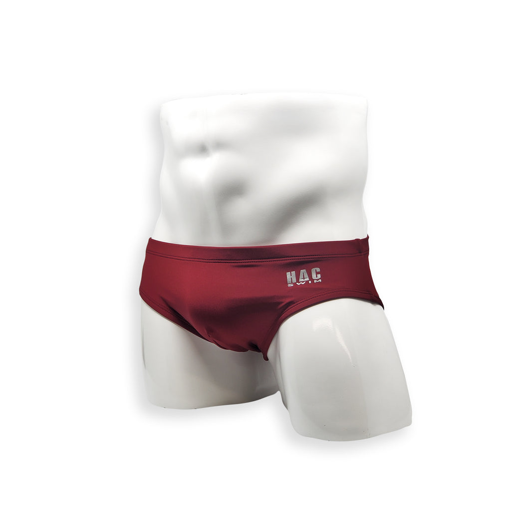 Mens Swimsuit Basic Swim Brief in Burgundy for Swimming Aesthetic Bodybuilding Posing or Mens Pole Dance
