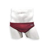 Mens Swimsuit 2 Inch Side Swim Brief in Burgundy for Swimming Aesthetic Bodybuilding Posing or Mens Pole Dance