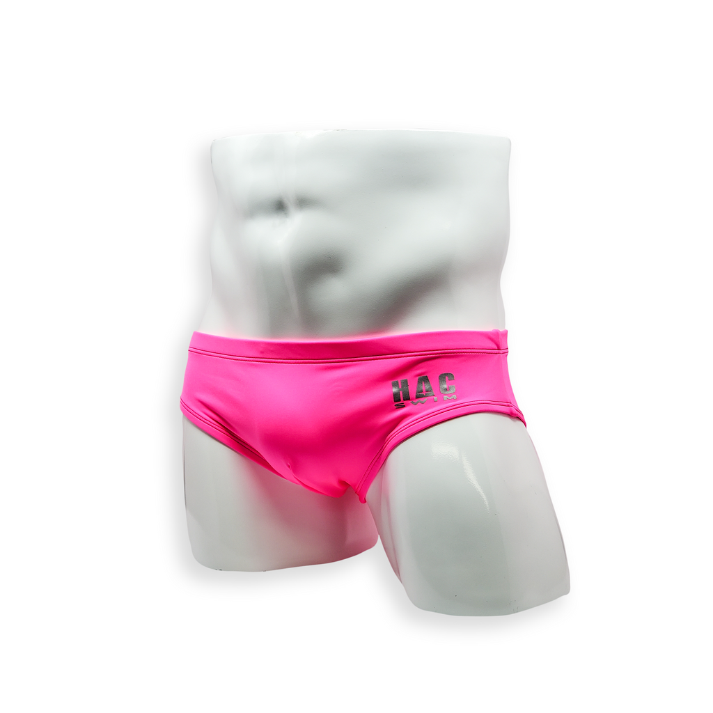 Mens Swimsuit Basic Swim Brief in Electric Pink for Swimming Aesthetic Bodybuilding Posing or Mens Pole Dance