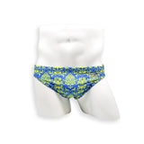 Mens Swimsuit Everyday Swim Brief in Blue Damask Print for Swimming Aesthetic Bodybuilding Posing or Mens Pole Dance