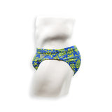 Mens Swimsuit Everyday Swim Brief in Blue Damask Print for Swimming Aesthetic Bodybuilding Posing or Mens Pole Dance