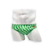 Mens Swimsuit 2 Inch Side Swim Brief in Green Wonder Print for Swimming Aesthetic Bodybuilding Posing or Mens Pole Dance