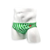 Mens Swimsuit 2 Inch Side Swim Brief in Green Wonder Print for Swimming Aesthetic Bodybuilding Posing or Mens Pole Dance