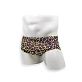 Mens Swimsuit Vintage Cut Swim Brief in Giraffe Print for Swimming Aesthetic Bodybuilding Posing or Mens Pole Dance