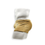 Mens Swimsuit Box Cut Swim Trunk in Gold for Swimming Aesthetic Bodybuilding Posing or Mens Pole Dance