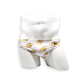 Mens Swimsuit 2 Inch Side Swim Brief in Golden Eye Print for Swimming Aesthetic Bodybuilding Posing or Mens Pole Dance