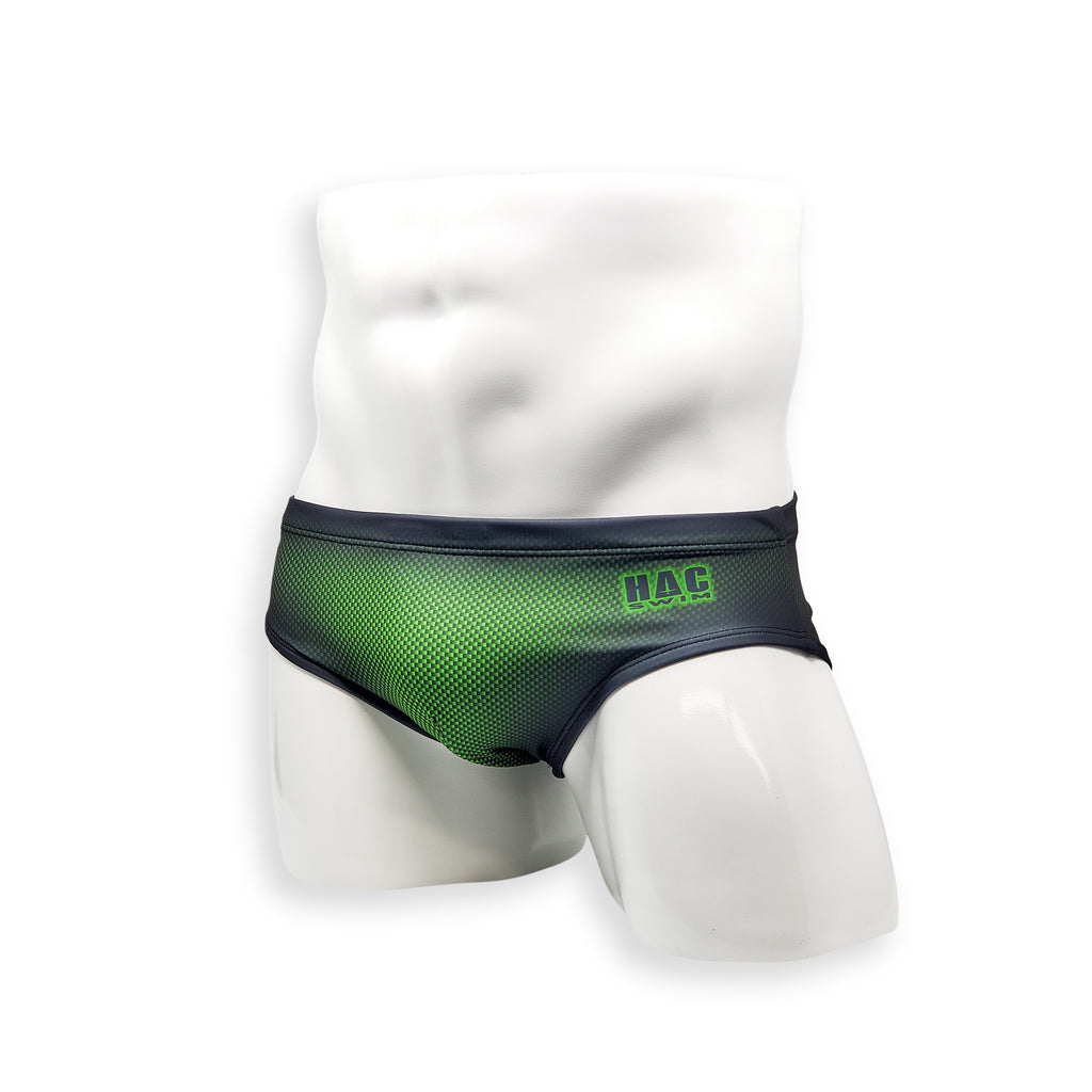 Mens Swimsuit Basic Swim Brief in Green Ballistic Print for Swimming Aesthetic Bodybuilding Posing or Mens Pole Dance