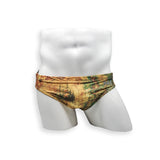 Mens Swimsuit 2 Inch Side Swim Brief in Map Print for Swimming Aesthetic Bodybuilding Posing or Mens Pole Dance