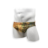 Mens Swimsuit 2 Inch Side Swim Brief in Map Print for Swimming Aesthetic Bodybuilding Posing or Mens Pole Dance