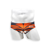 Mens Swimsuit Basic Swim Brief in Monarch Orange Print for Swimming Aesthetic Bodybuilding Posing or Mens Pole Dance
