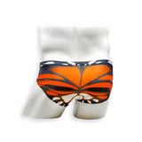 Mens Swimsuit Basic Swim Brief in Monarch Orange Print for Swimming Aesthetic Bodybuilding Posing or Mens Pole Dance