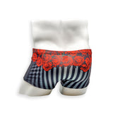 Mens Swimsuit Box Cut Swim Trunk in Night Circus Print for Swimming Aesthetic Bodybuilding Posing or Mens Pole Dance