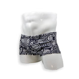 Mens Swimsuit Box Cut Swim Trunk in Paisley for Swimming Aesthetic Bodybuilding Posing or Mens Pole Dance