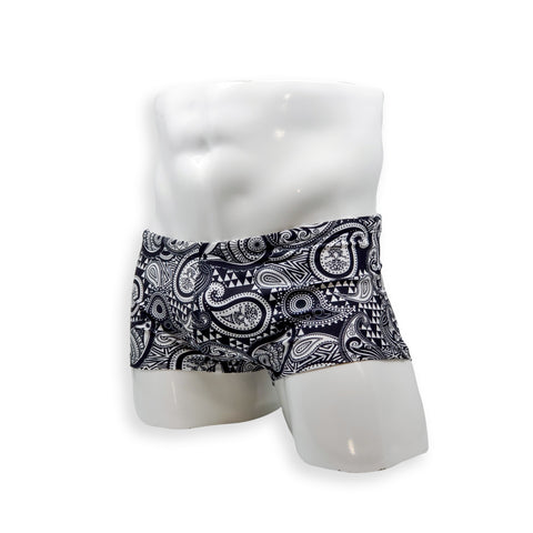 Men's Box Cut Swim Trunk in Paisley Print