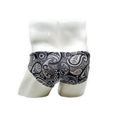 Mens Swimsuit Half Contour Swim Brief in Paisley Print for Swimming Aesthetic Bodybuilding Posing or Mens Pole Dance