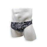 Mens Swimsuit 2 Inch Side Swim Brief in Paisley Print for Swimming Aesthetic Bodybuilding Posing or Mens Pole Dance