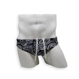 Mens Swimsuit 2 Inch Side Swim Brief in Paisley Print for Swimming Aesthetic Bodybuilding Posing or Mens Pole Dance