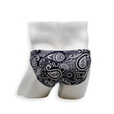 Mens Swimsuit 2 Inch Side Swim Brief in Paisley Print for Swimming Aesthetic Bodybuilding Posing or Mens Pole Dance