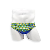 Mens Swimsuit 2 Inch Side Swim Brief in Peacock Print for Swimming Aesthetic Bodybuilding Posing or Mens Pole Dance