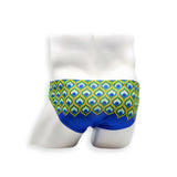 Mens Swimsuit 2 Inch Side Swim Brief in Peacock Print for Swimming Aesthetic Bodybuilding Posing or Mens Pole Dance