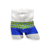 Mens Swimsuit Box Cut Swim Trunk in Peacock Print for Swimming Aesthetic Bodybuilding Posing or Mens Pole Dance