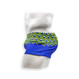Mens Swimsuit Box Cut Swim Trunk in Peacock Print for Swimming Aesthetic Bodybuilding Posing or Mens Pole Dance