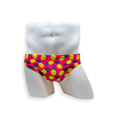 HAC Swim Mens Swimsuit 2 Inch Side Swim Brief in Pineapple Print for Swimming Aesthetic Bodybuilding Posing or Mens Pole Dance