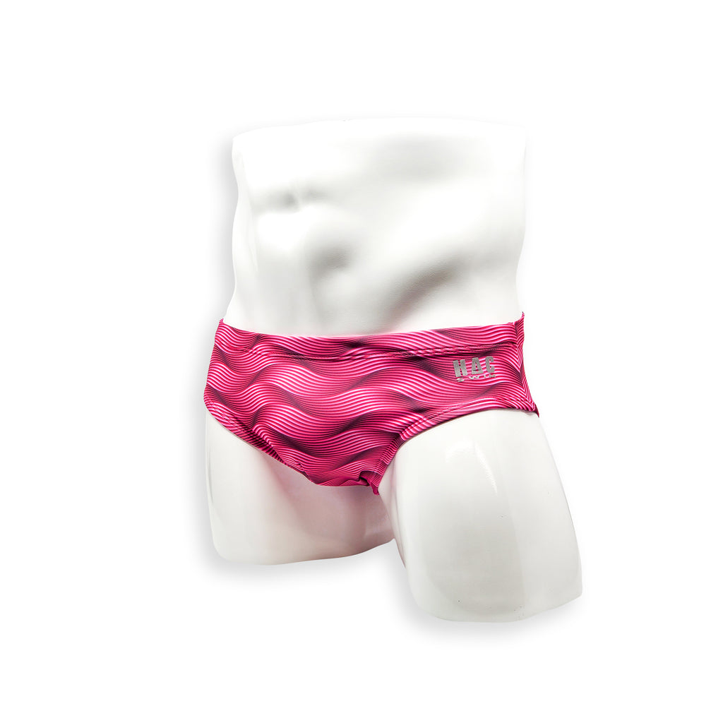 Basic Swim Brief - Wobbly Wave Pink