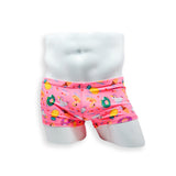 Mens Swimsuit Box Cut Swim Trunk in Pool Party Print for Swimming Aesthetic Bodybuilding Posing or Mens Pole Dance