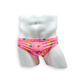 Mens Swimsuit 2 Inch Side Swim Brief in Pool Party Print for Swimming Aesthetic Bodybuilding Posing or Mens Pole Dance