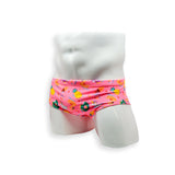 Mens Swimsuit Vintage Cut Swim Brief in Pool Party Print for Swimming Aesthetic Bodybuilding Posing or Mens Pole Dance