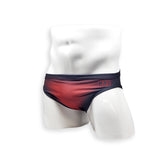 Mens Swimsuit 2 Inch Side Swim Brief in Red Ballistic Print for Swimming Aesthetic Bodybuilding Posing or Mens Pole Dance