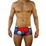 Box Cut Swim Trunk - Red Hexagon
