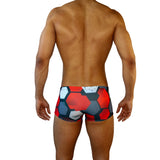 Box Cut Swim Trunk - Red Hexagon