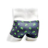 Mens Swimsuit Box Cut Swim Trunk in Skull Print for Swimming Aesthetic Bodybuilding Posing or Mens Pole Dance